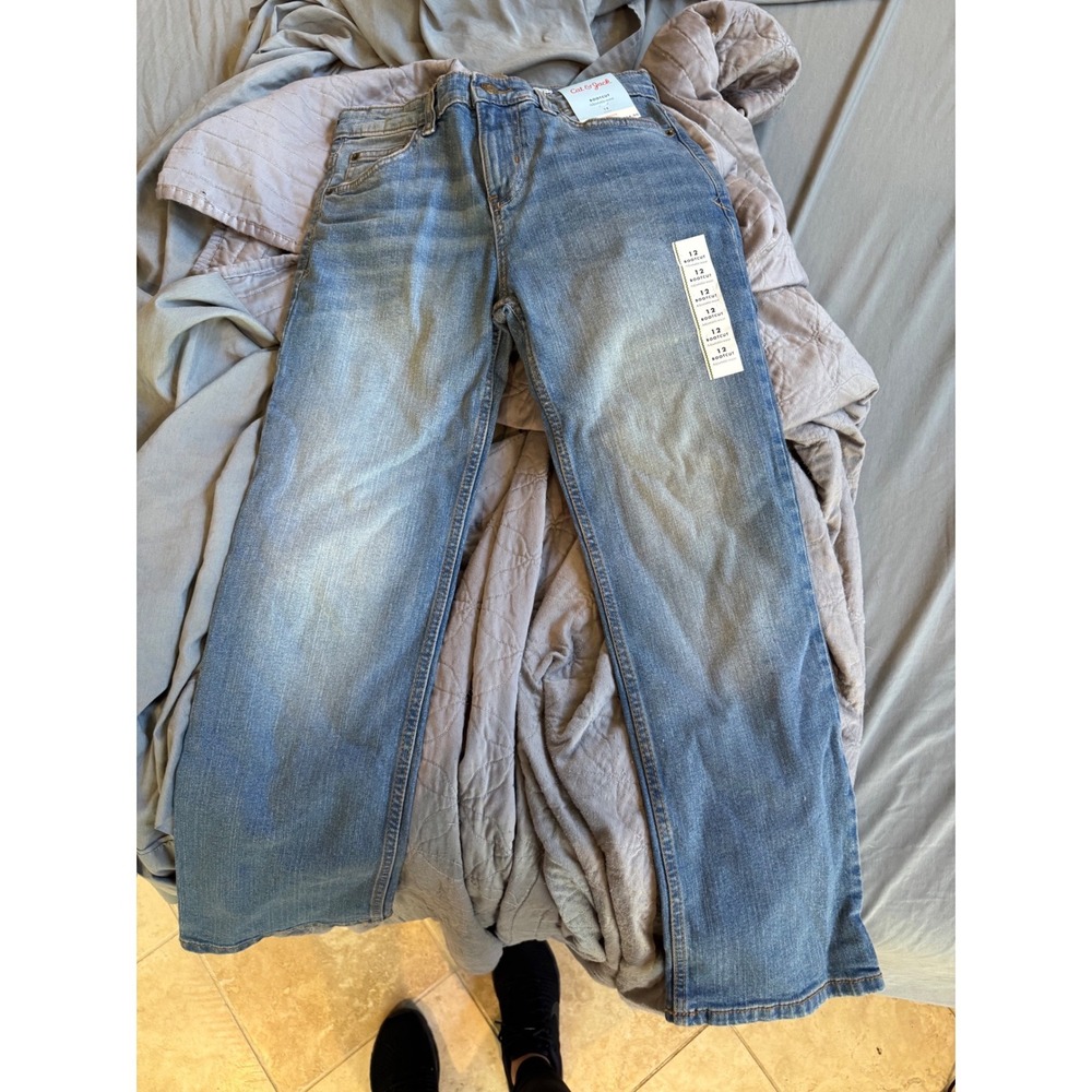 Cat & Jack Boys Bootcut Jeans Medium Wash Stretch Denim Size 12 NWT
